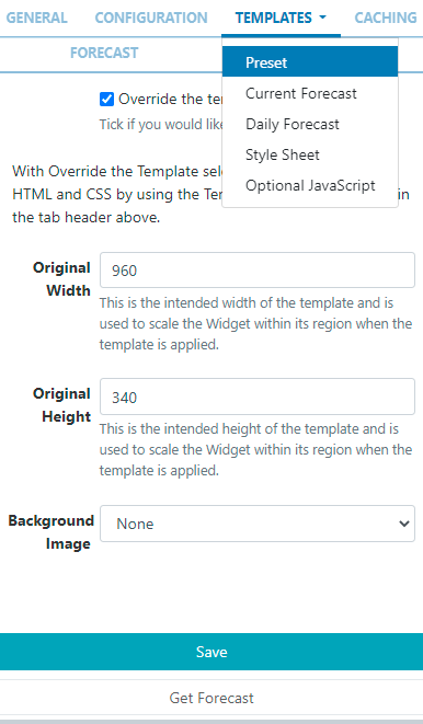 Weather Template Override